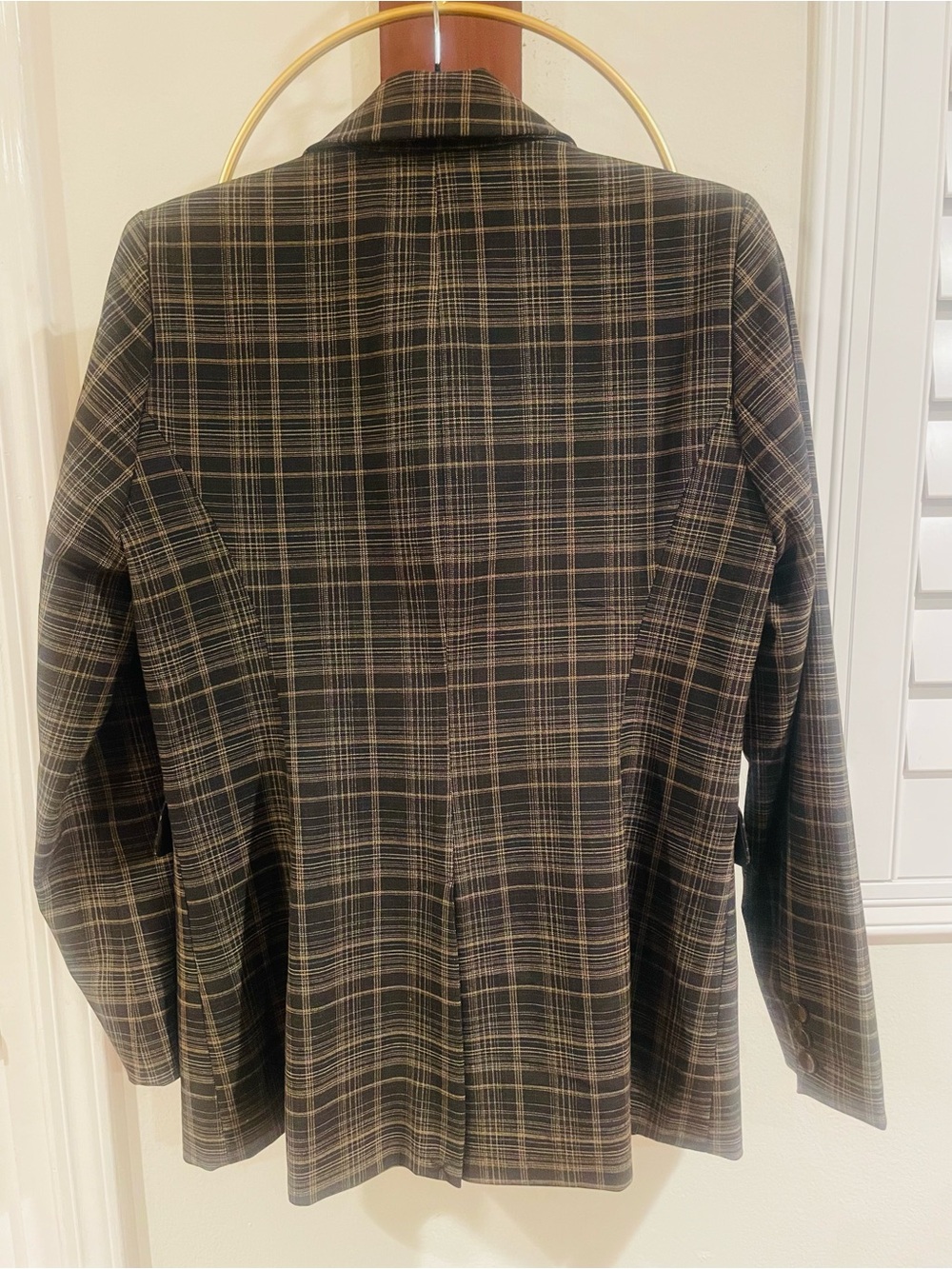 Rachel Zoe Black & Brown Plaid Double-Breasted Blazer - Picture 4 of 4
